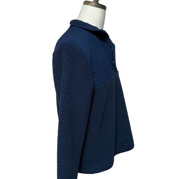 Under Armour Golf Sweater Large Blue Fleece Pile Half Snap T Pullover Loose Fit - Picture 6 of 12